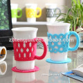 white wholesale mug with silicone holder, blank mug with silicone holder